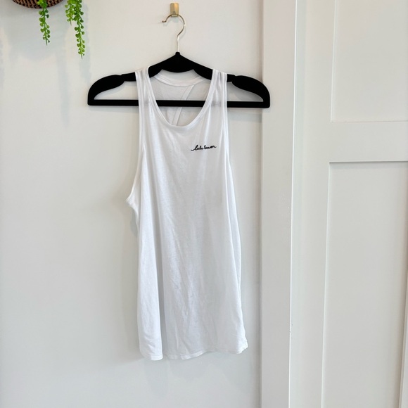 Lululemon All Tied Up White Womens Racerback Tank Top Embroidered Logo Open Back - Picture 1 of 8